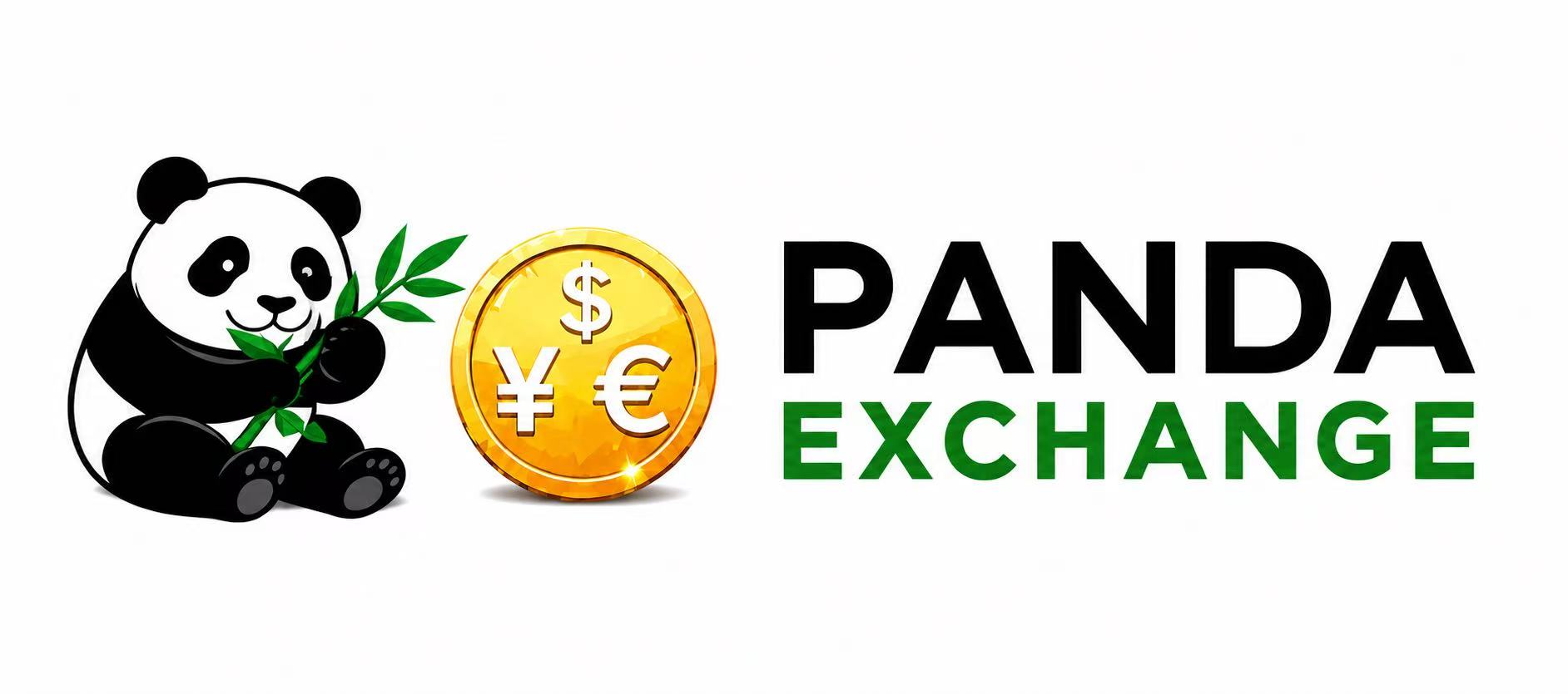 Official horizontal Panda Exchange currency exchange logo